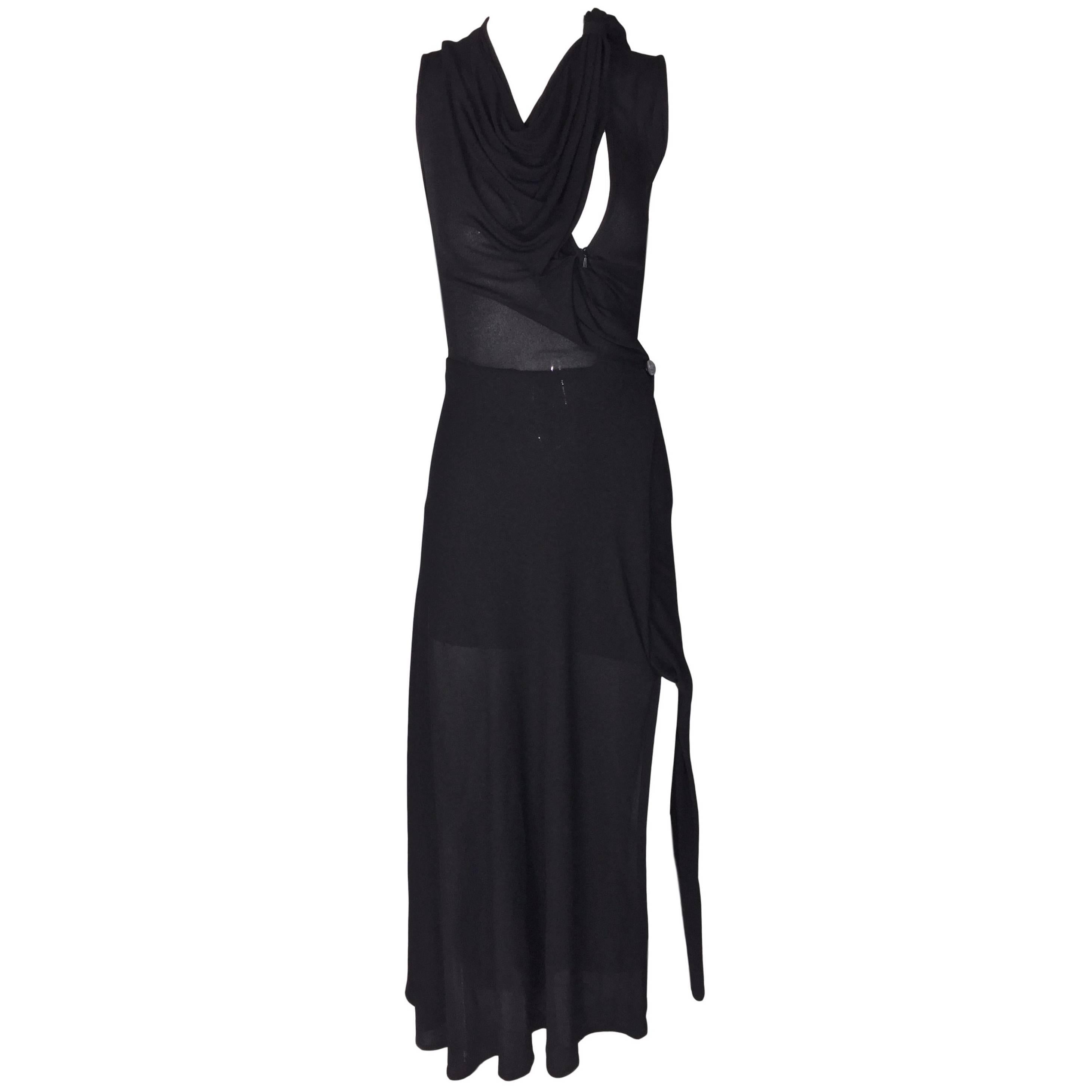 1990's Vivienne Westwood Couture Sheer Black Avant Garde Long Dress Gown XS