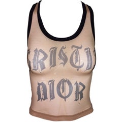 S/S 2002 Christian Dior Galliano Runway Hardcore Tattoo Sheer Mesh Nude Top 42/S