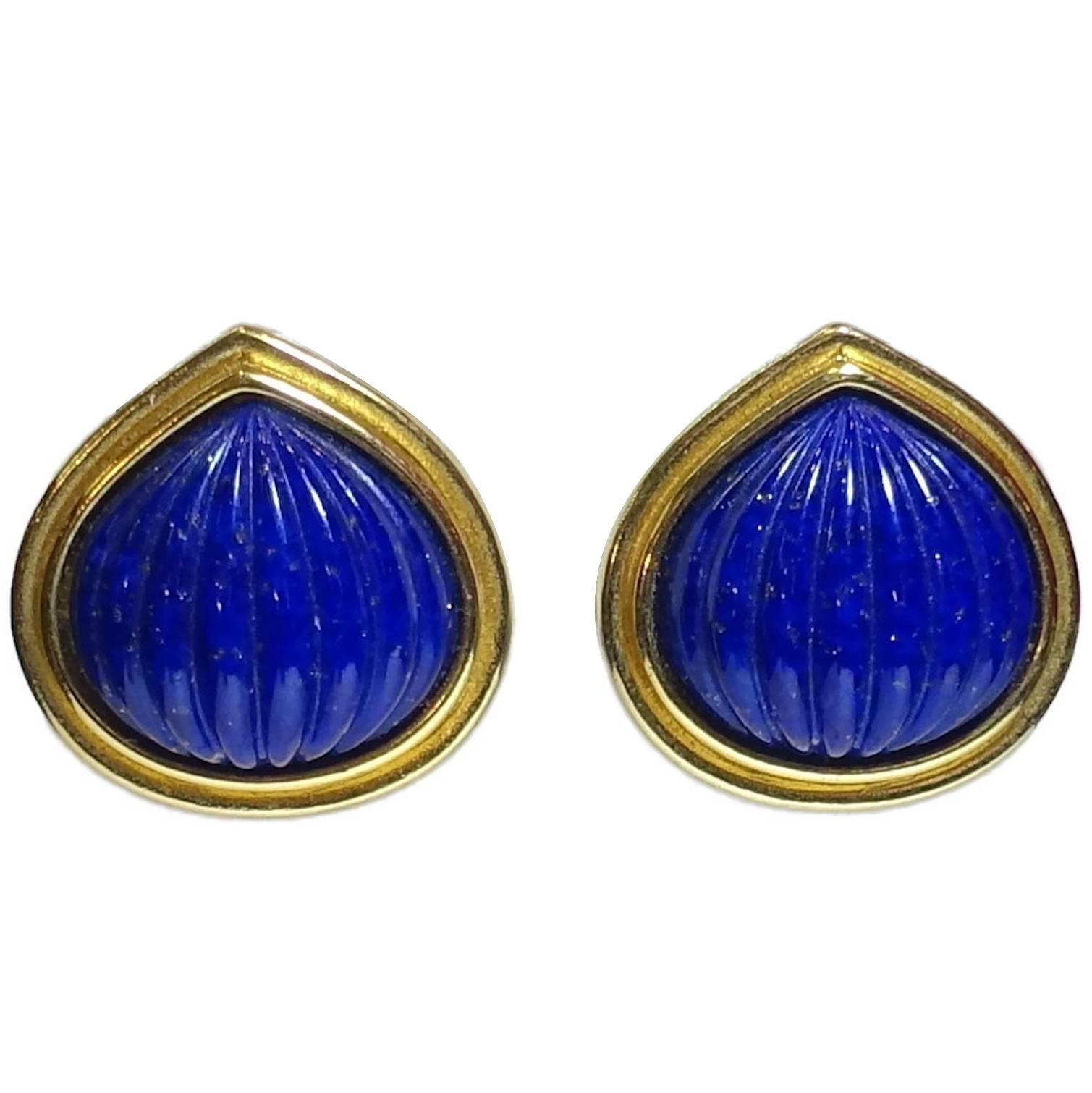 Vintage Yves St. Laurent Blue Pierced Earrings