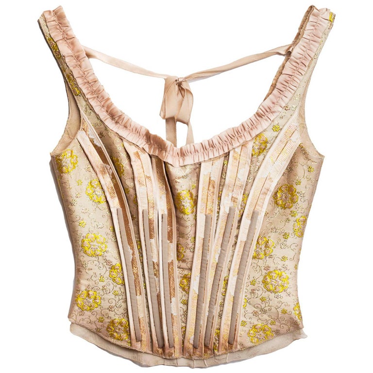 Prada Champagne and Gold Brocade Corset Top sz IT40 at 1stDibs | gold ...