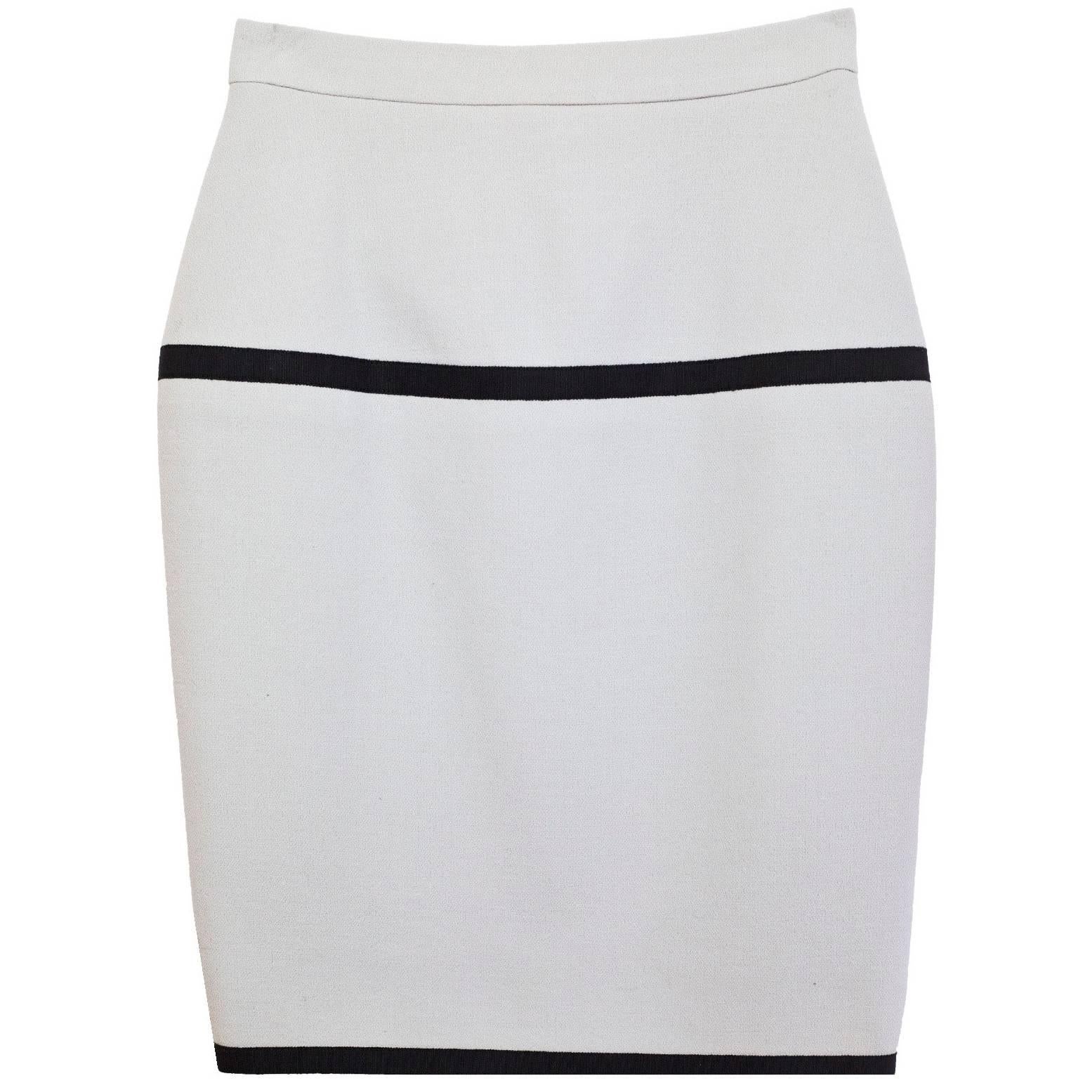 Chanel Grey & Black Wool Skirt sz FR34