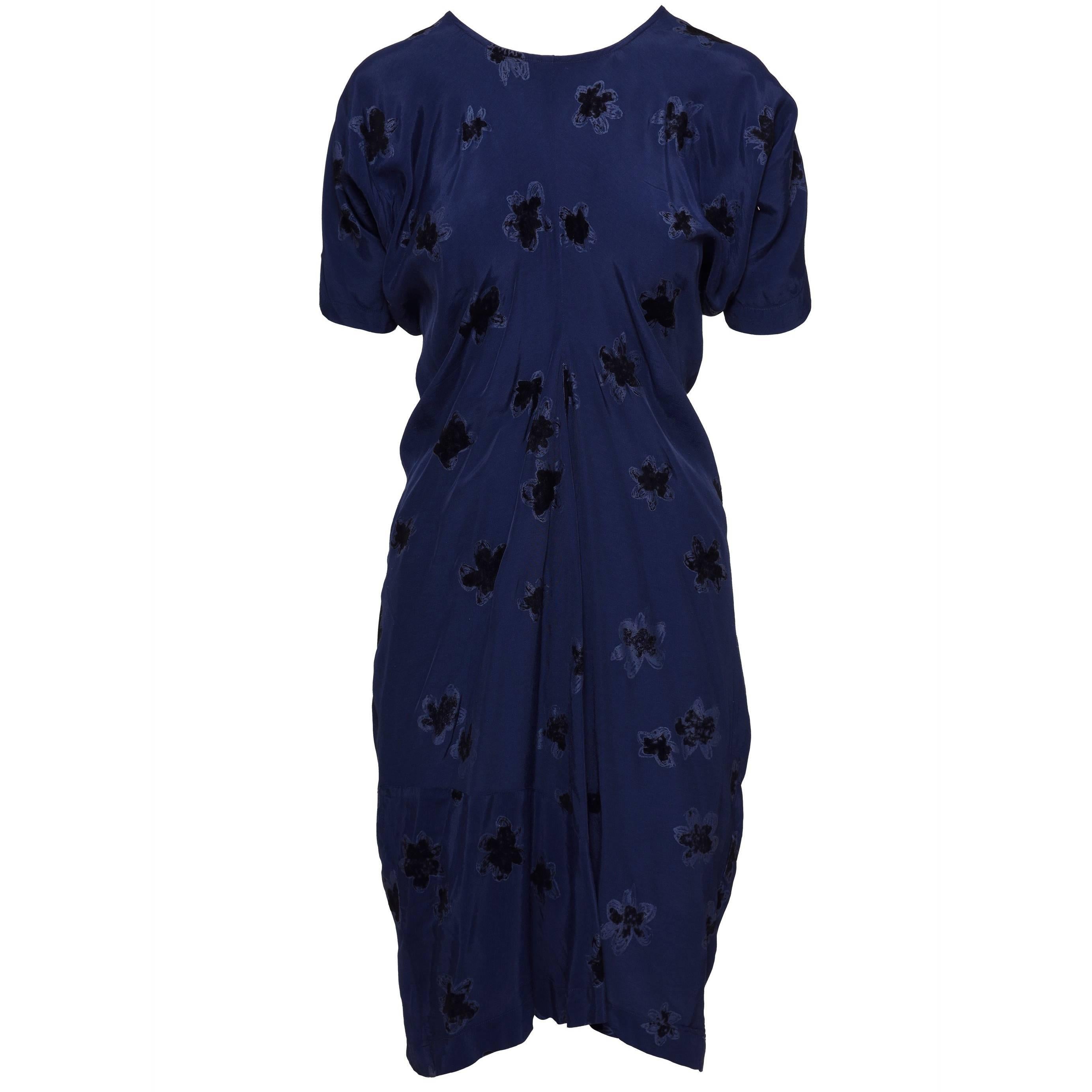 COMME DE GARCONS Blue Flower Dress  For Sale