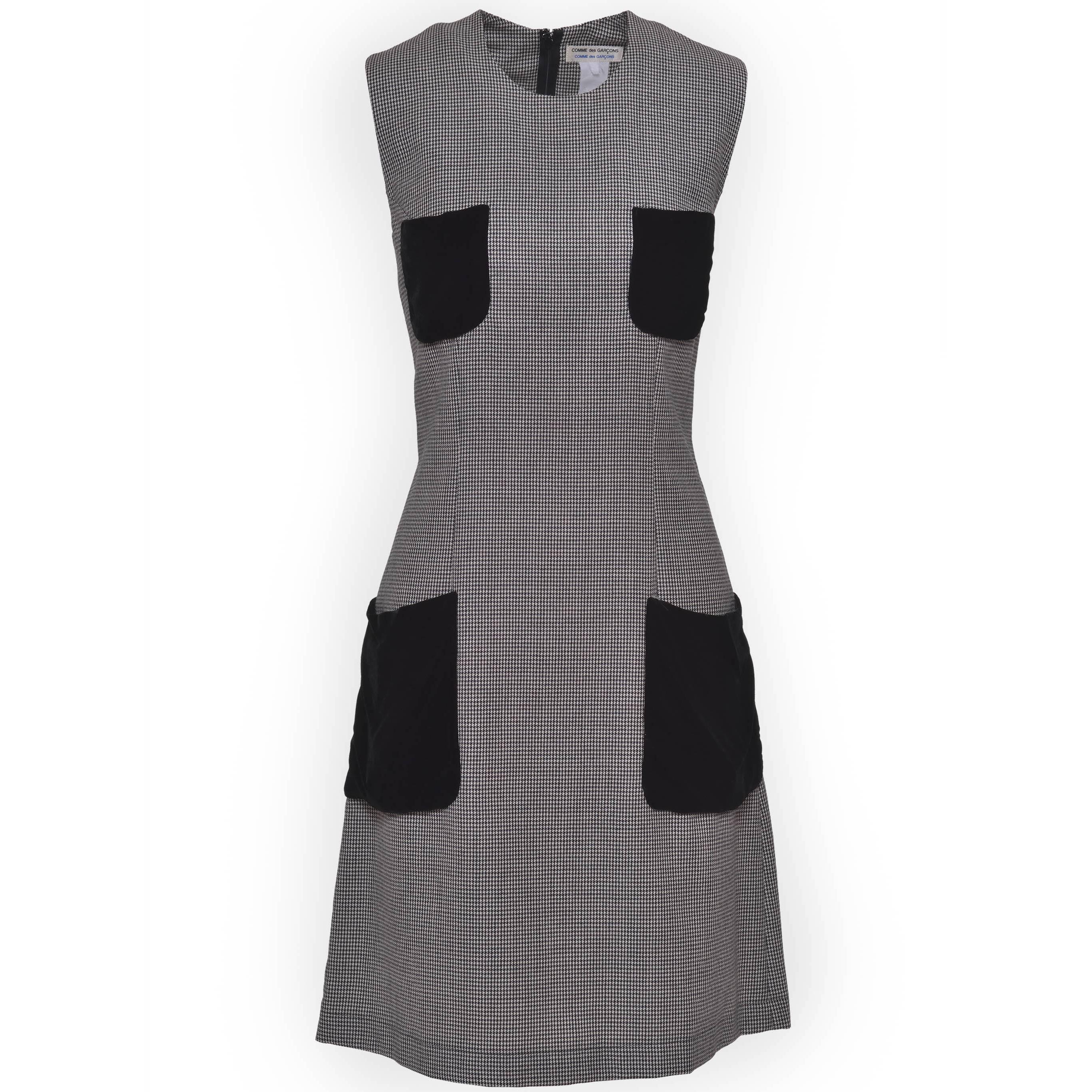 COMME DE GARCONS Black and White Wool Pied De Poule Dress For Sale