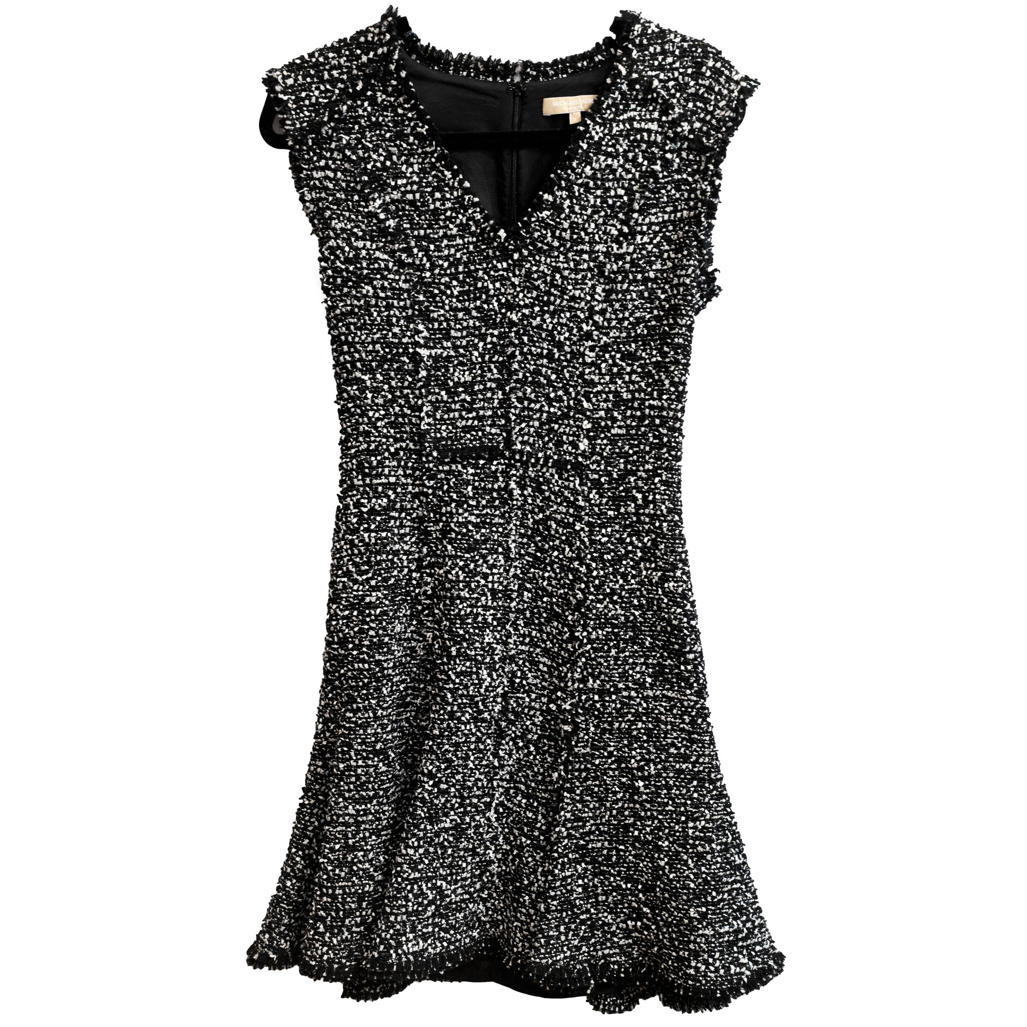 Michael Kors Black & White Tweed Sleeveless Dress Sz 2