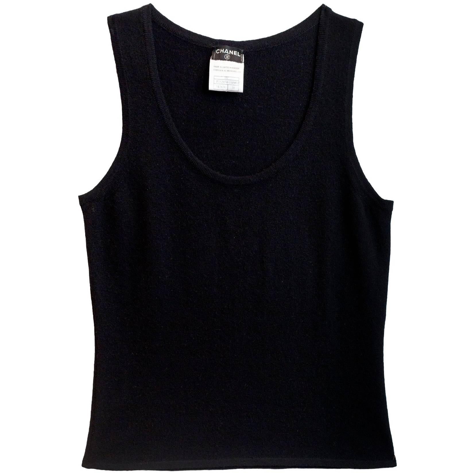 Chanel Black Cashmere Sleeveless Top Sz FR38