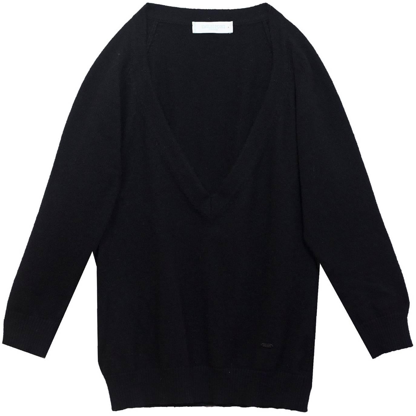 Emilio Pucci Black Cashmere V-Neck Sweater Sz 8