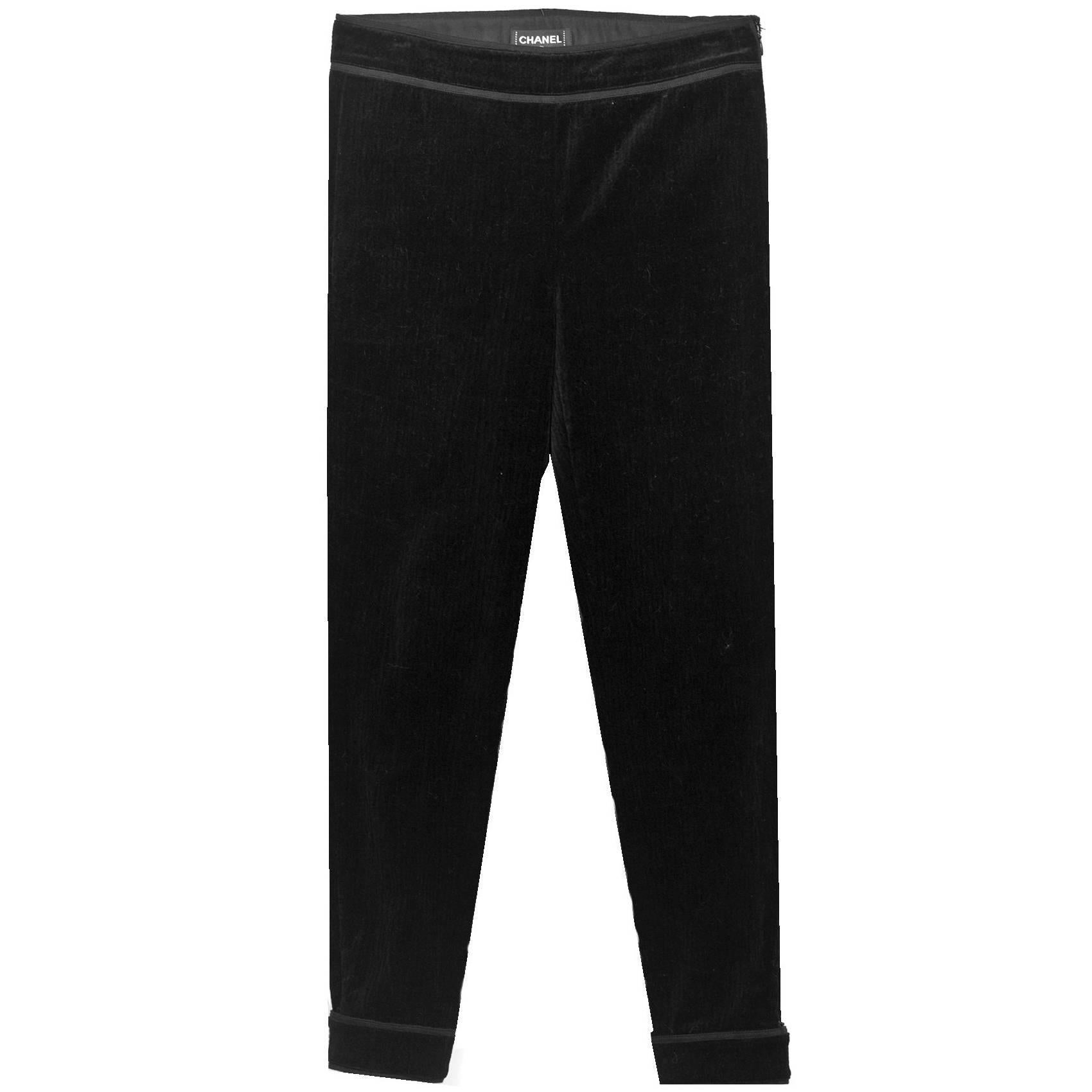 Chanel Black Velvet Pants Sz FR38