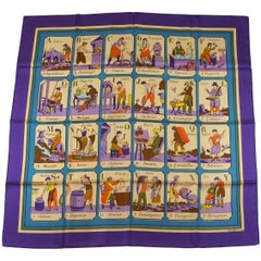Extremely Rare / Hermès Made in France Les Metiers de Paris Silk Twill Scarf 90