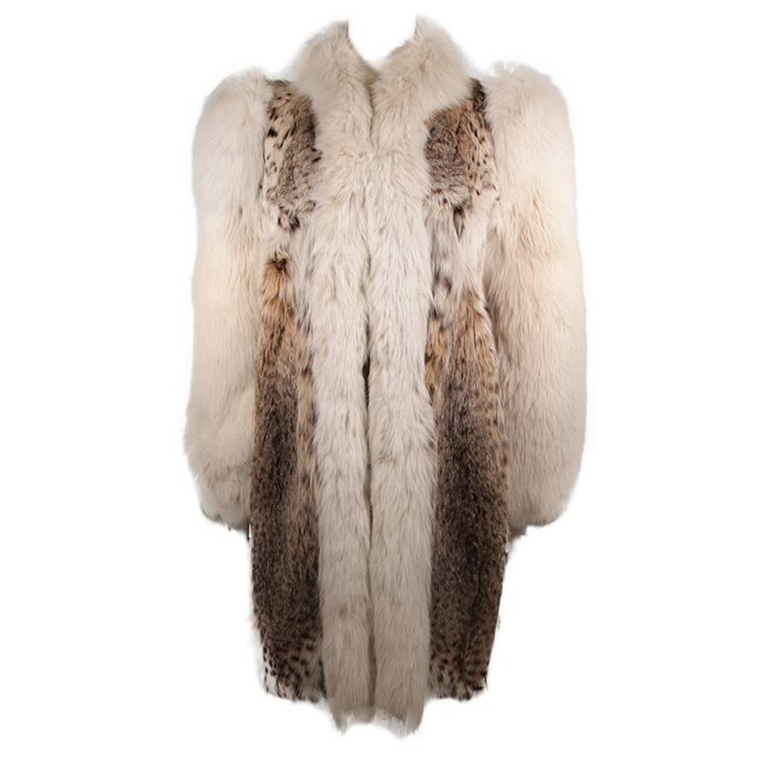 Creeds Toronto Lynx Coat with Fox Fur Collar and Sleeves