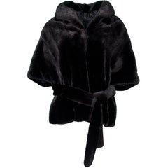 Sagafur Black Mink Cape with Belt