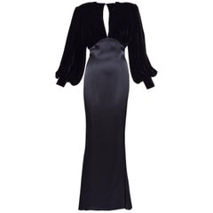 Used 1980s THIERRY MUGLER  Black Mermaid Long Evening Dress