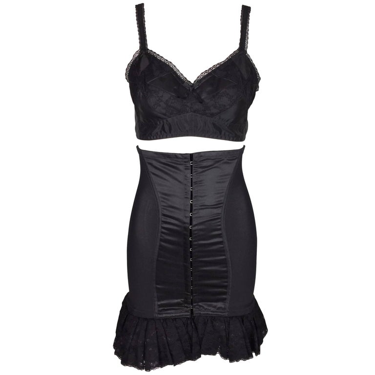 F/W 1991 Dolce and Gabbana Pin-Up Black High Waist Corset Skirt and