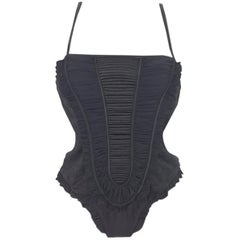 Unworn Vintage 1990's Valentino Black Lace Bodysuit Top M