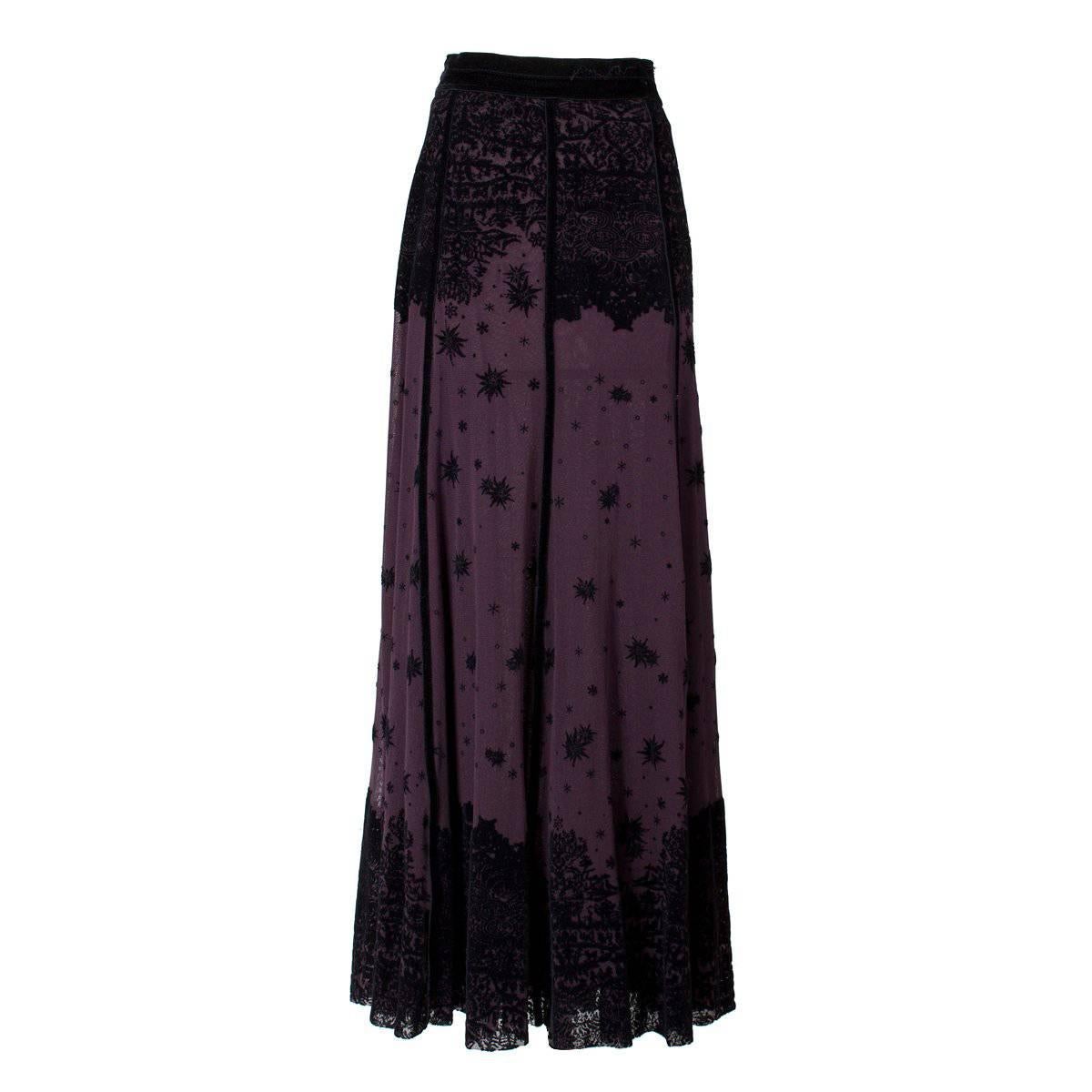 Jean Paul Gaultier Purple Mesh and Black Velvet Skirt circa 2000s