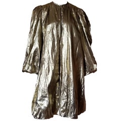 Vintage 1980s A.J Barry Gold Metallic Parachute Jacket Evening Coat 