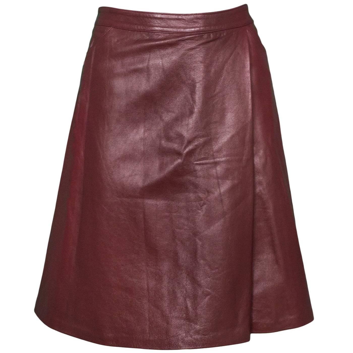 Luca Luca Burgundy Leather Skirt Sz 10
