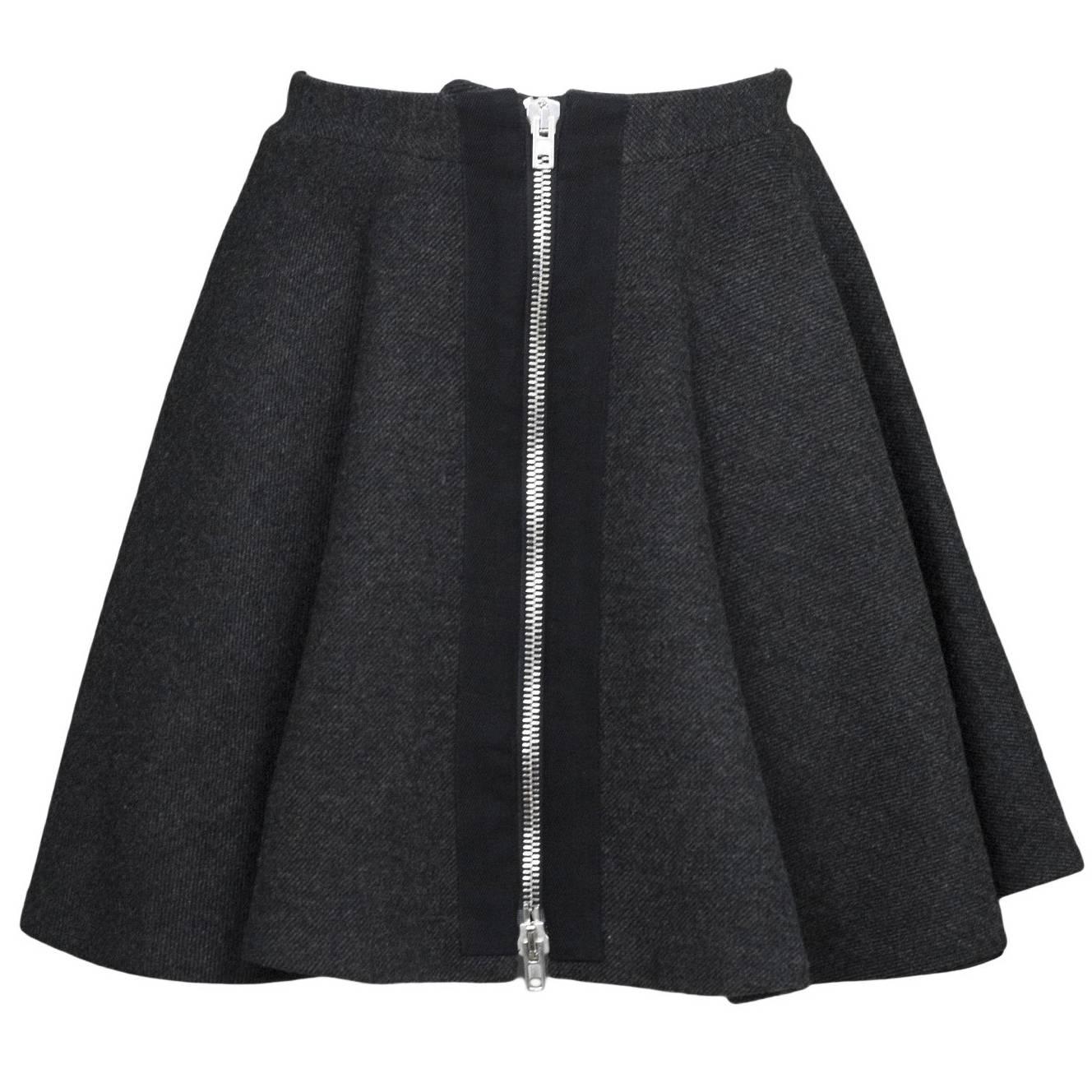 Miu Miu Grey Wool Zipper Skirt Sz IT38