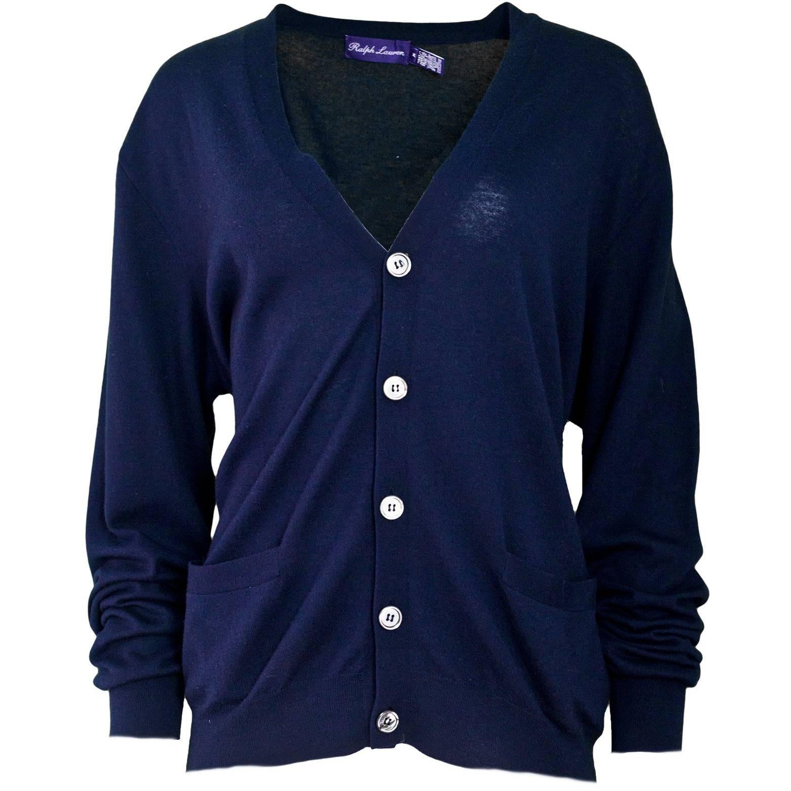 Ralph Lauren Purple Label Navy Cashmere Cardigan Sz XL For Sale at 1stDibs  | ralph lauren purple label cardigan, navy blue cashmere cardigan