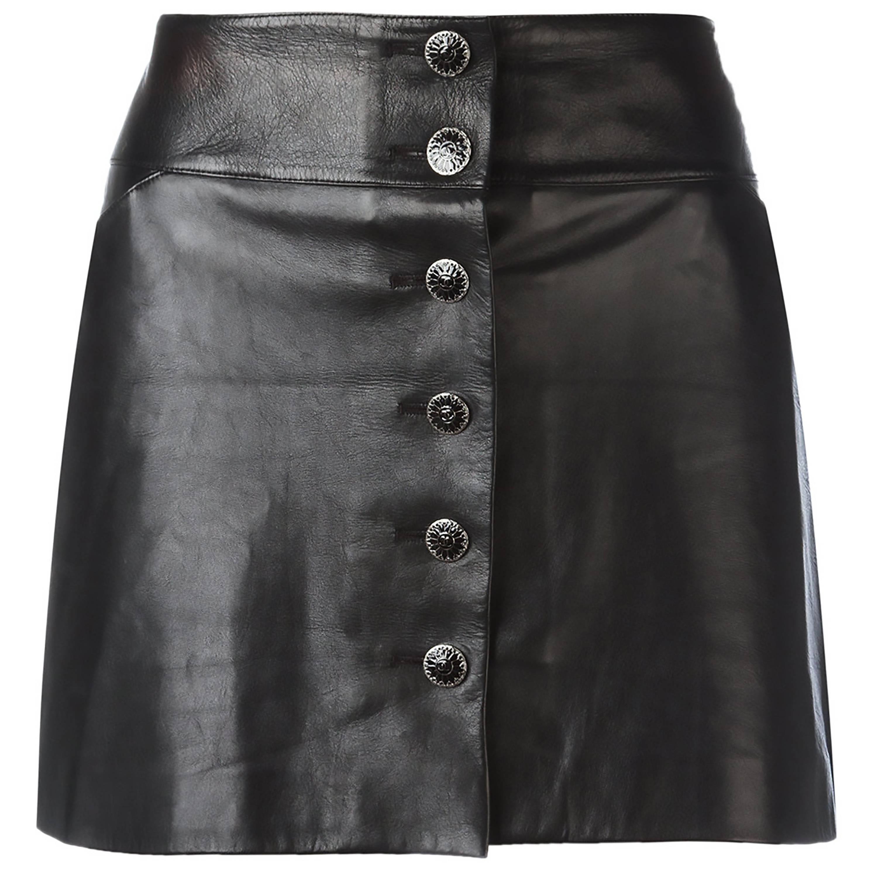 Chanel Leather Mini Skirt at 1stDibs | chanel mini skirt, chanel black ...