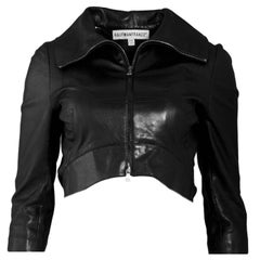 Kaufmanfranco Black Leather High-Low Jacket Sz 2