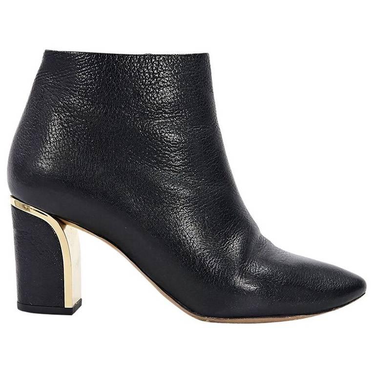 Black Chloe Leather Ankle Boots