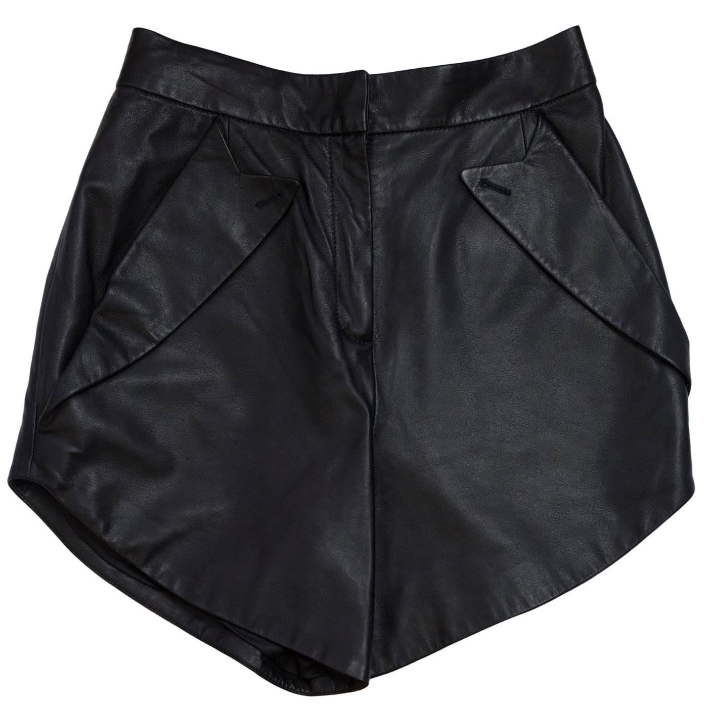 Alexander Wang Black Leather Shorts Sz 