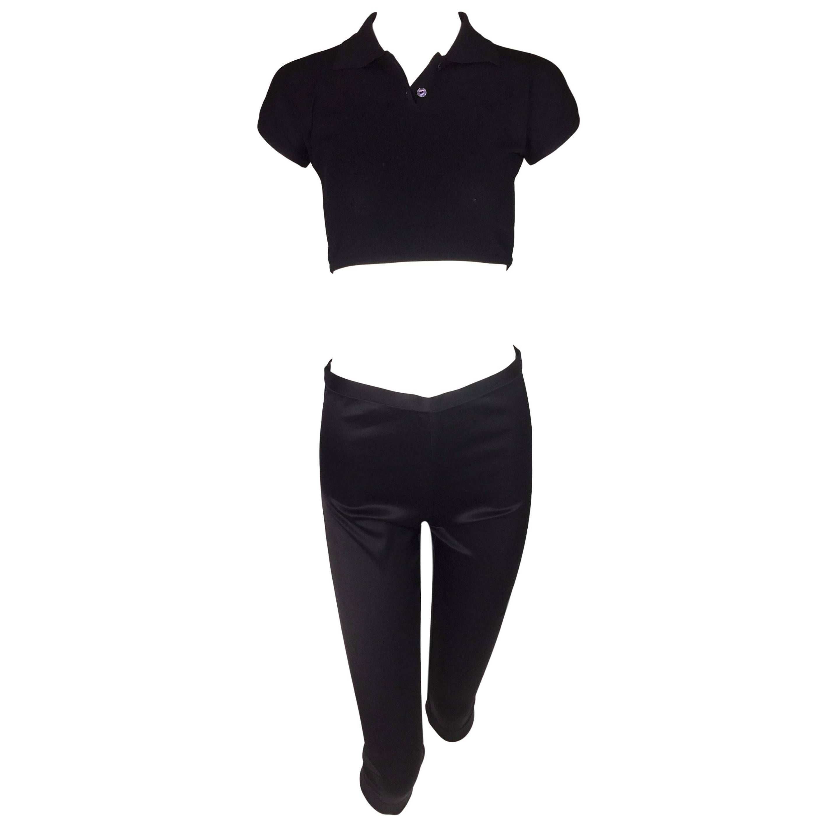 1996 Dolce 
Gabbana Pin-Up 50
s Style Black Crop Top 
Cigarette Leggings XS