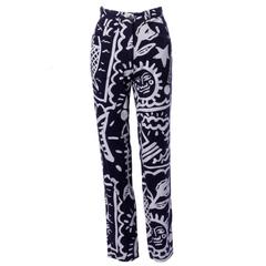 JC de Castelbajac Vintage 1990s 90s High Waist Graffiti Jeans or Denim Pants 10