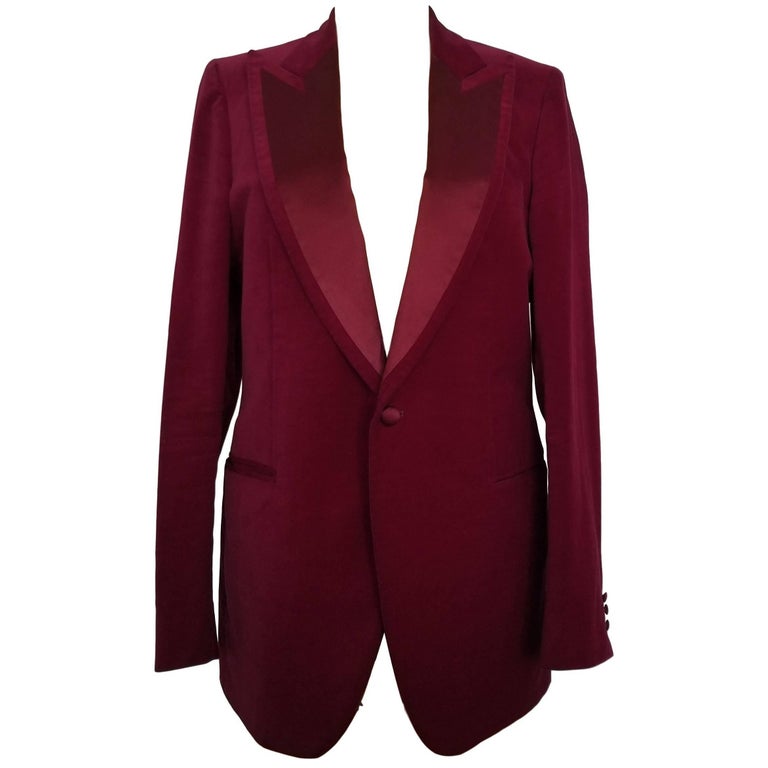 Aquascutum Vintage Mens Berry Red Cotton Velvet Tuxedo Jacket Blazer at  1stDibs