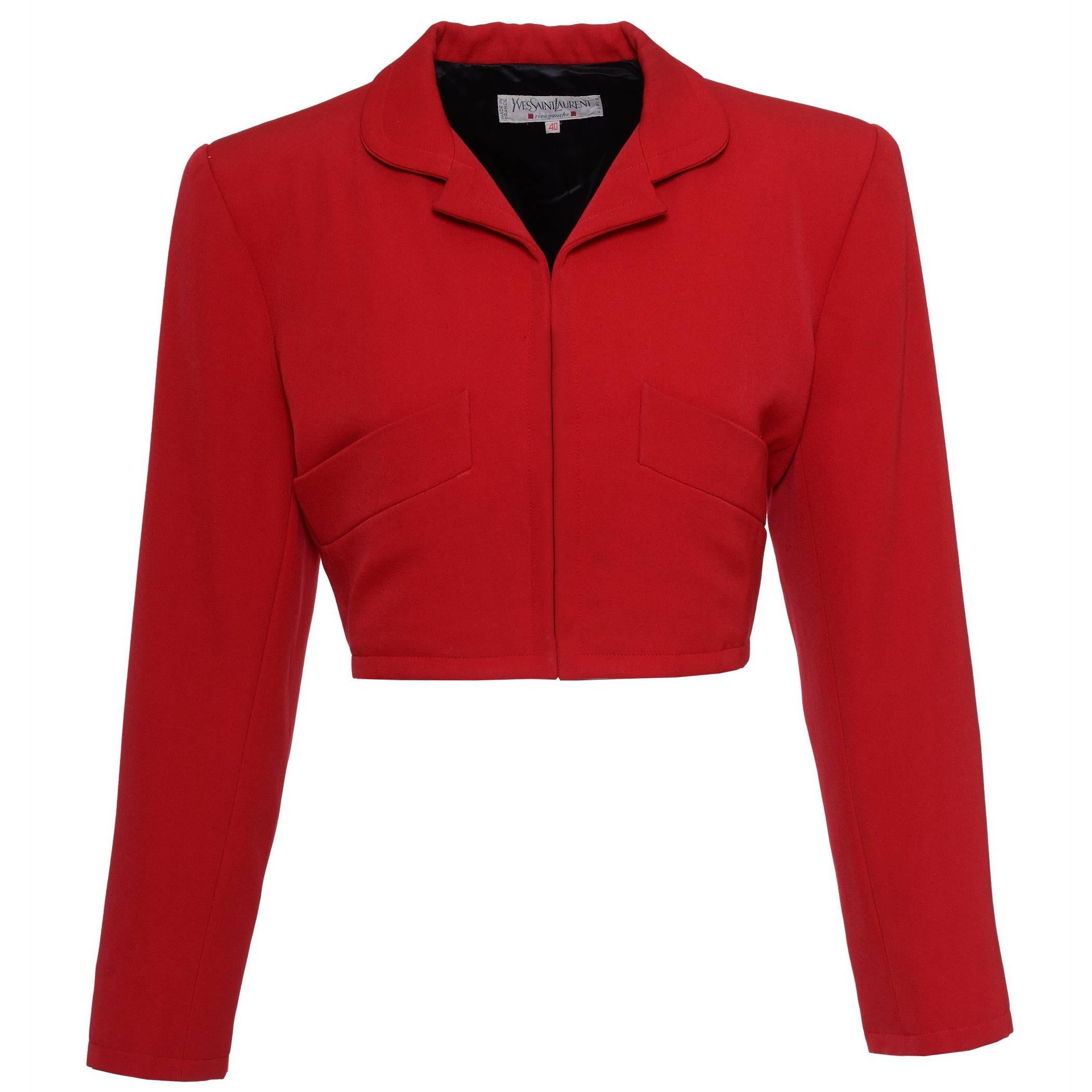 1990s Yves Saint Laurent Red Bolero Jacket 