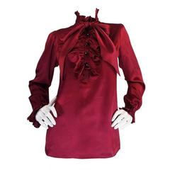 1979 Haute Couture Silk Yves Saint Laurent Top