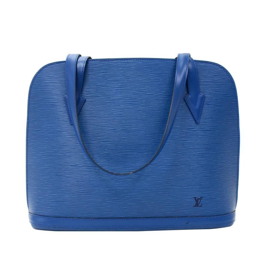 Louis Vuitton Vintage Lussac Blue Epi Leather Large Shoulder Bag