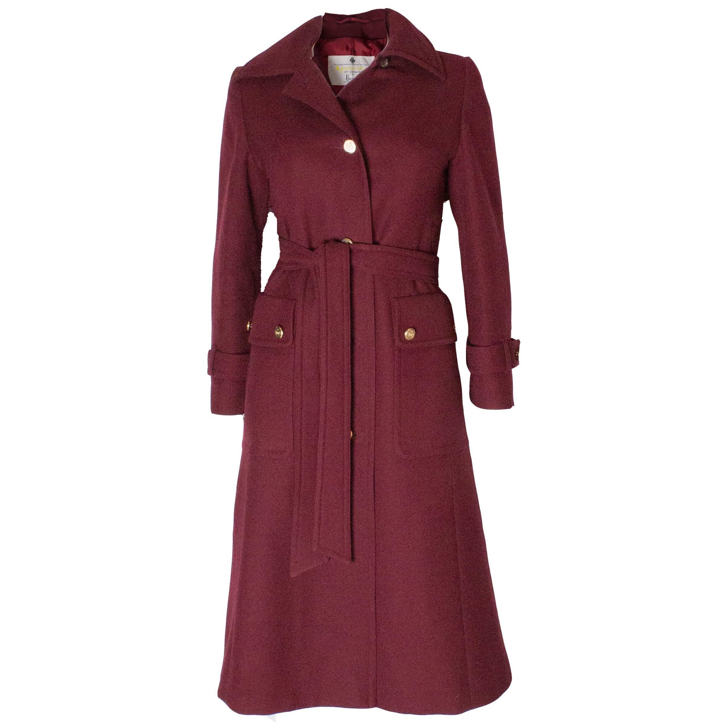 Burgundy Wool Coat by Aquascutum