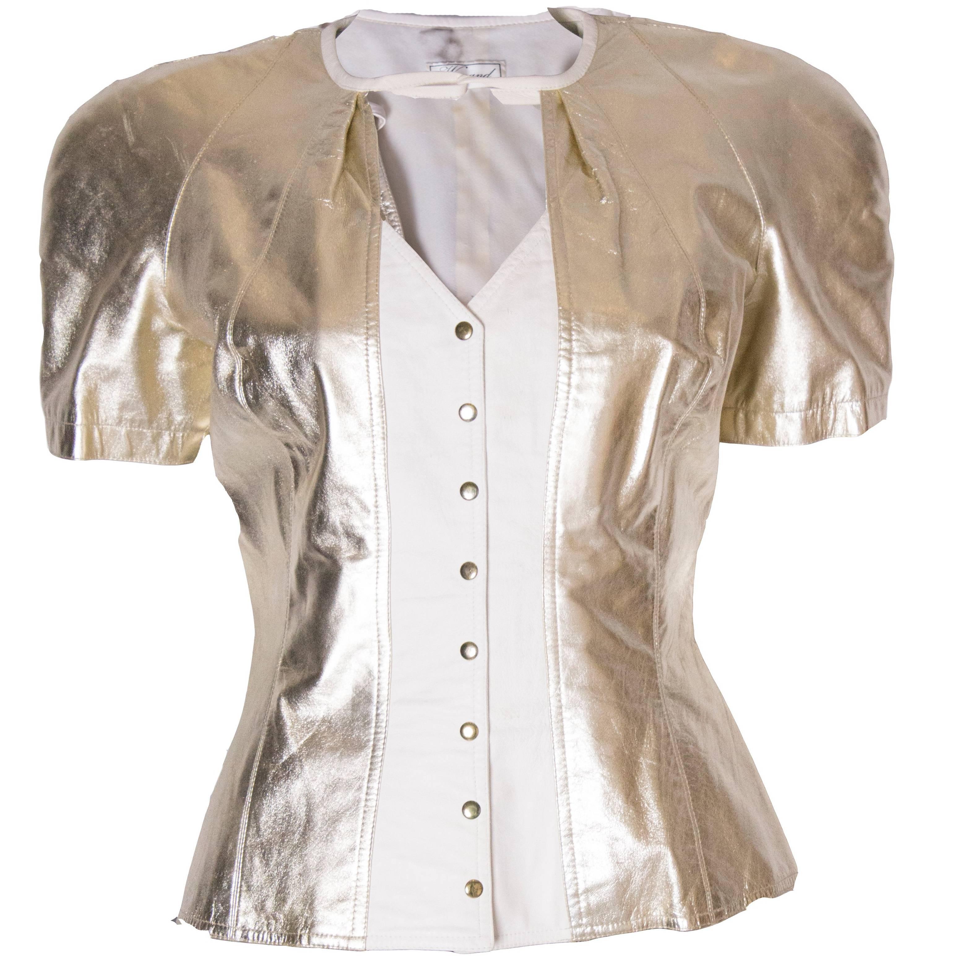 Wynard White and Gold Leather Jacket