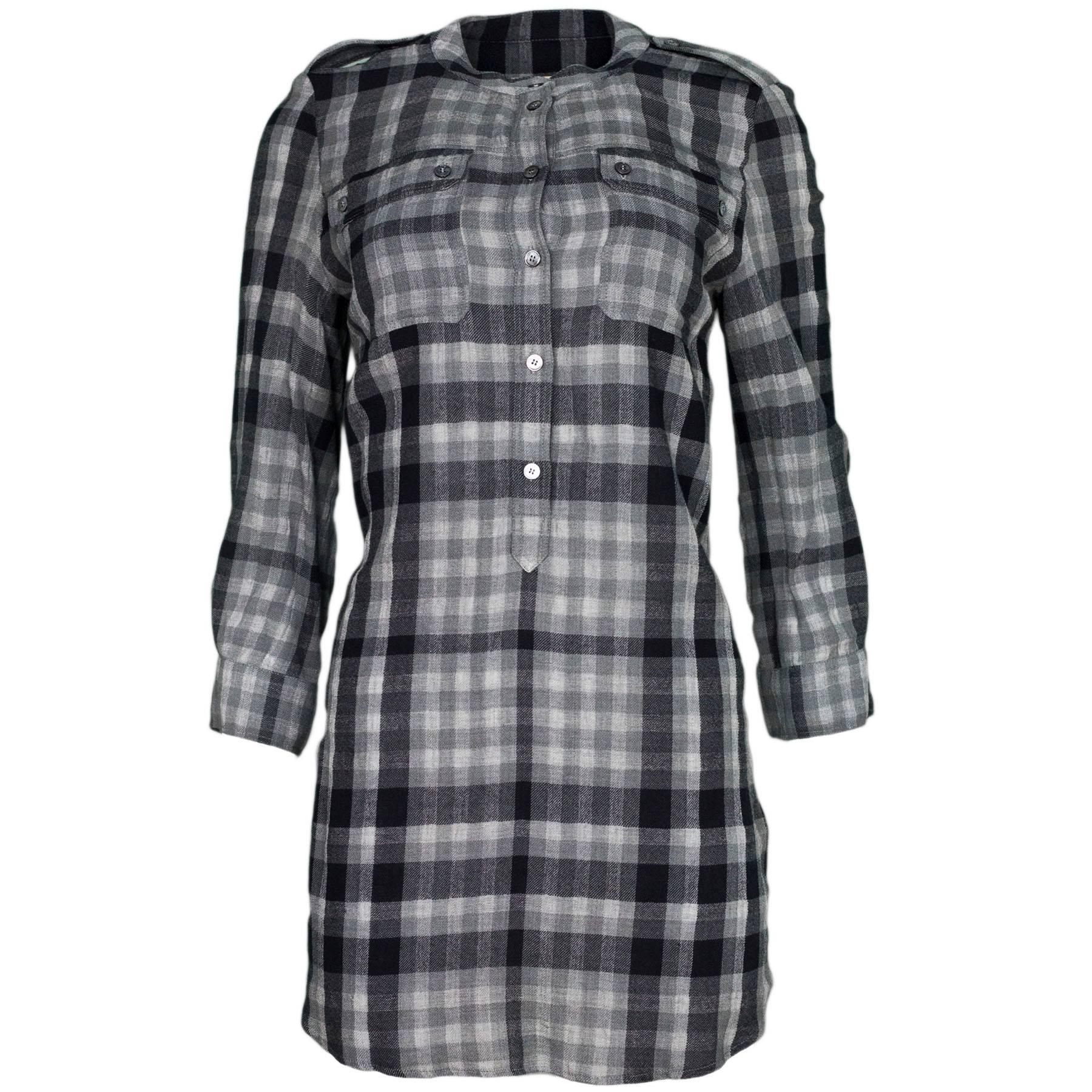 Burberry Brit Black and Grey Plaid Tunic Sz M For Sale at 1stDibs ...