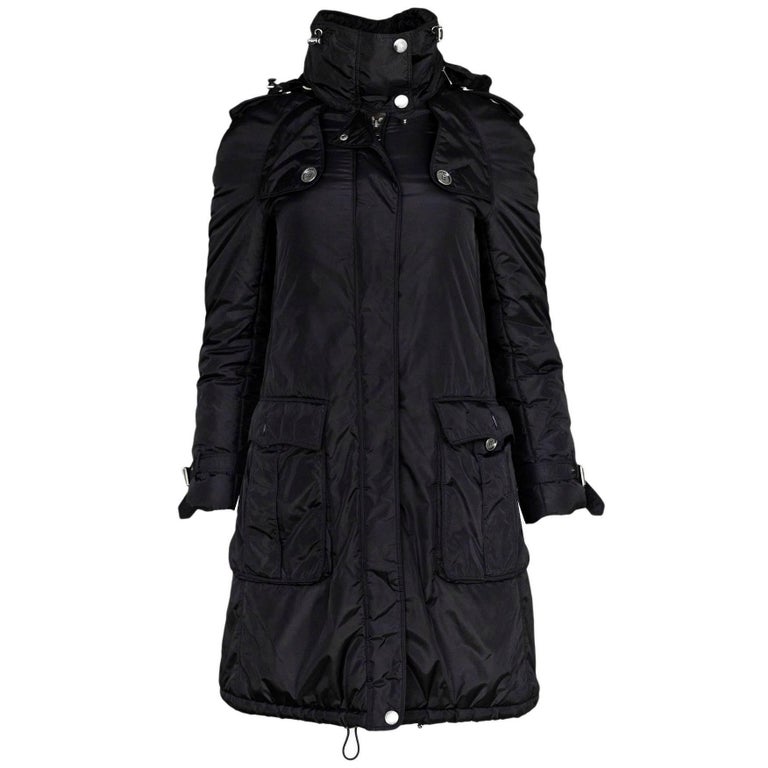 Burberry Brit Black Long Coat Sz 4 For Sale at 1stDibs | burberry 3459913  60e