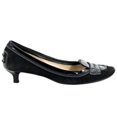 Black Tod's Suede & Patent Leather Kitten Heels