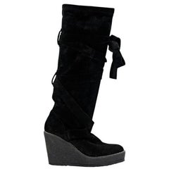 Black Robert Clergerie Suede Wedge Boots