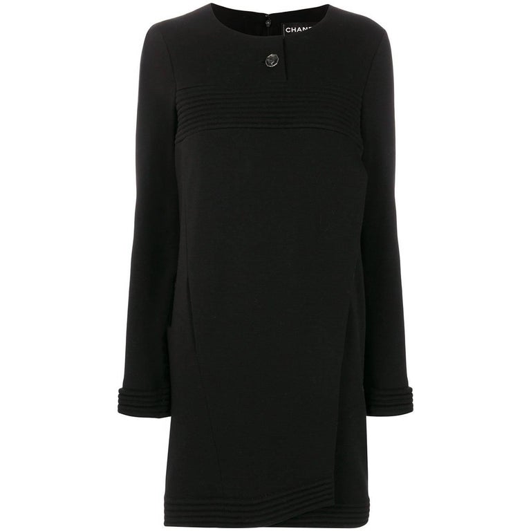 Chanel Long Sleeve Black Dress For Sale at 1stDibs