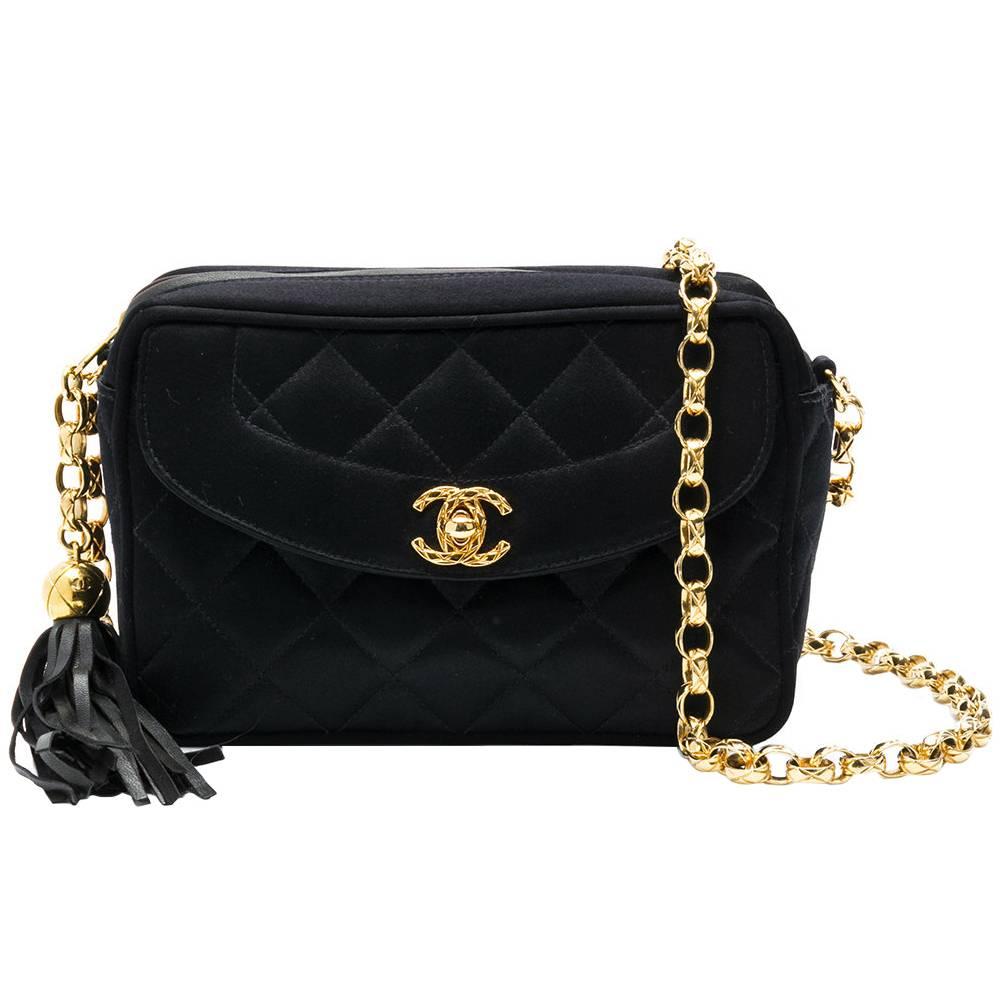 Chanel Black Satin Camera Bag