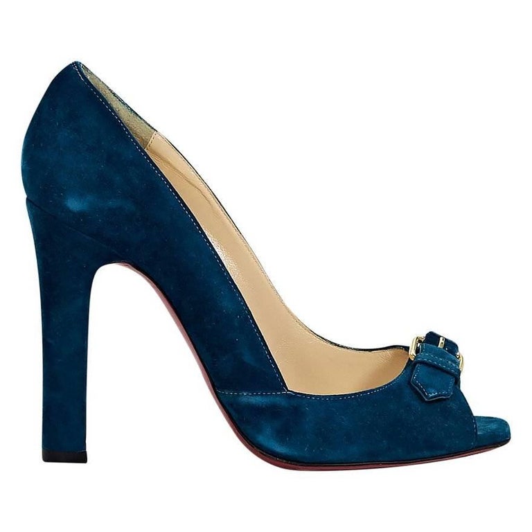 Teal Christian Louboutin Suede Pumps For Sale at 1stDibs