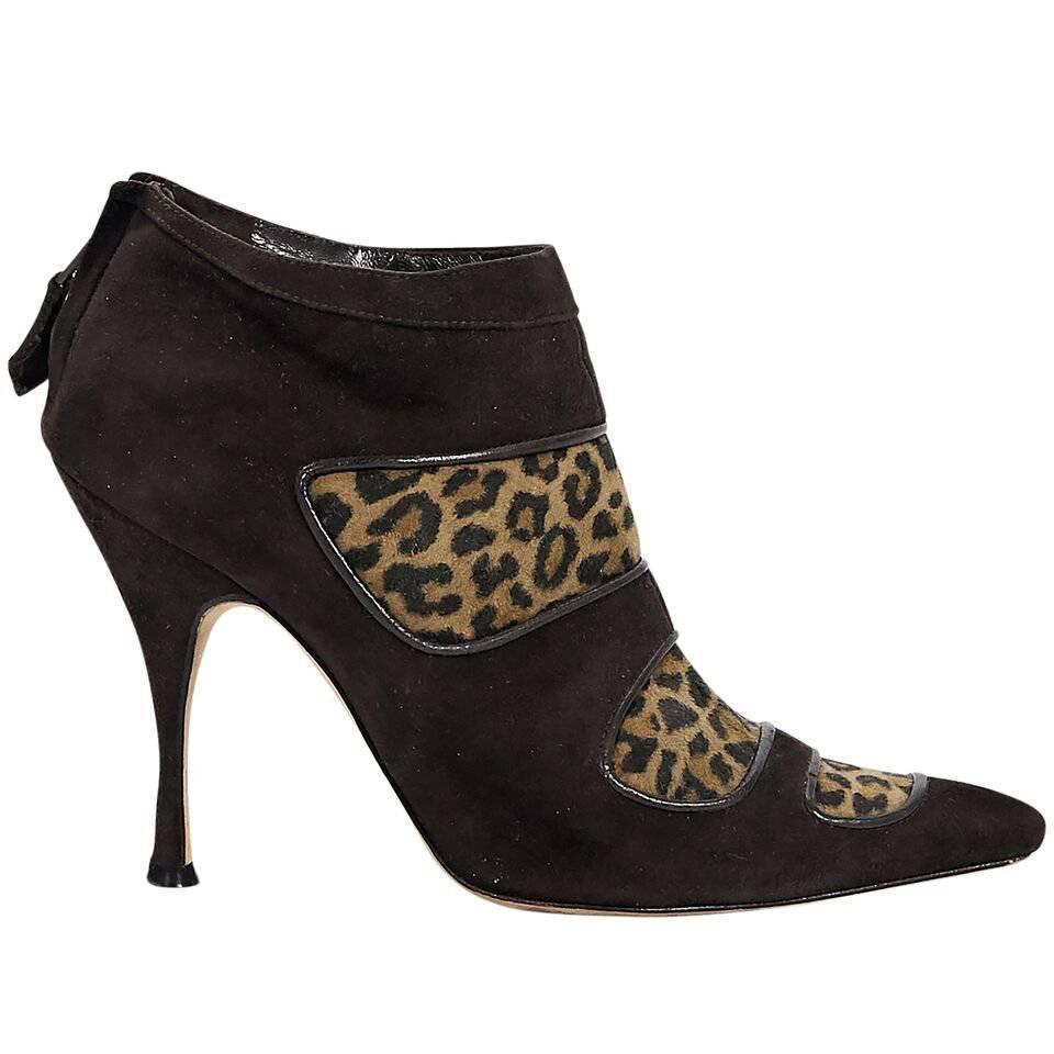 Brown Manolo Blahnik Suede Ankle Boots