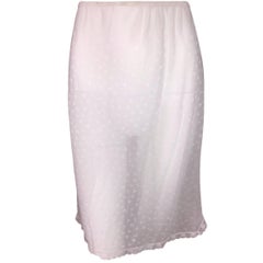 Vintage 1990s Christian Dior Monogram Logo Sheer Ivory Mesh Slip Skirt