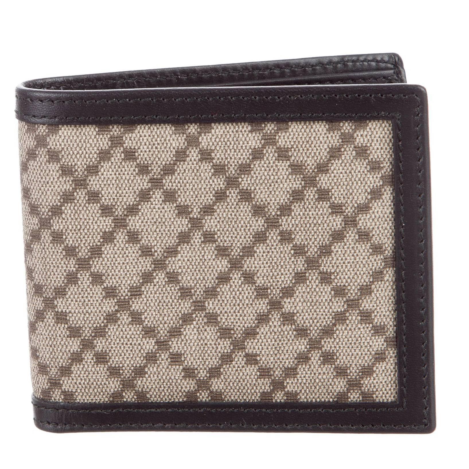 Gucci New Monogram Canvas Leather Men's Bifold Suit Wallet in Box