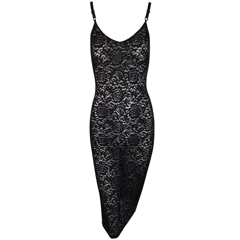 1990's D&G by Dolce and Gabbana Black Sheer Lace Mesh Pin-Up Wiggle ...