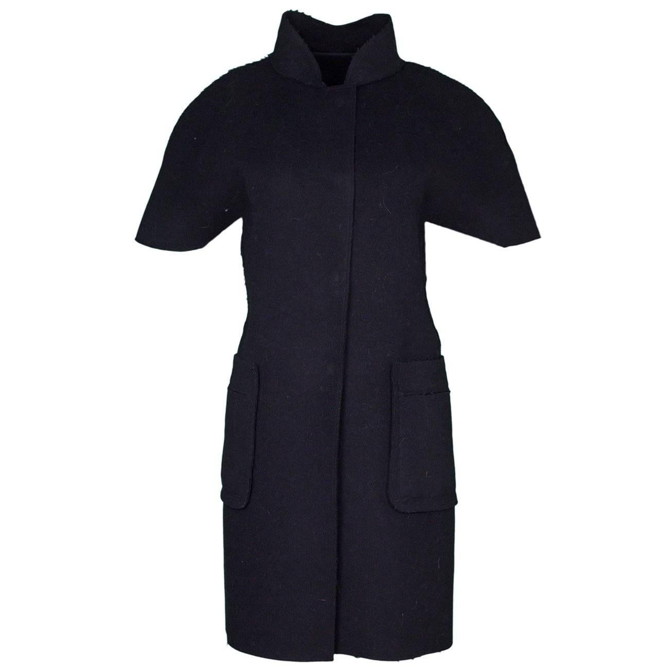 Marni Navy Wool Short Sleeve Coat Sz IT40
