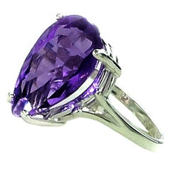 AJD Pear shaped Amethyst set in Sterling Silver Ring    February Birthstone