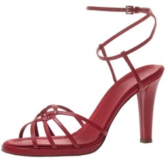 Valentino Garavani Red Leather High Heeled Sandals