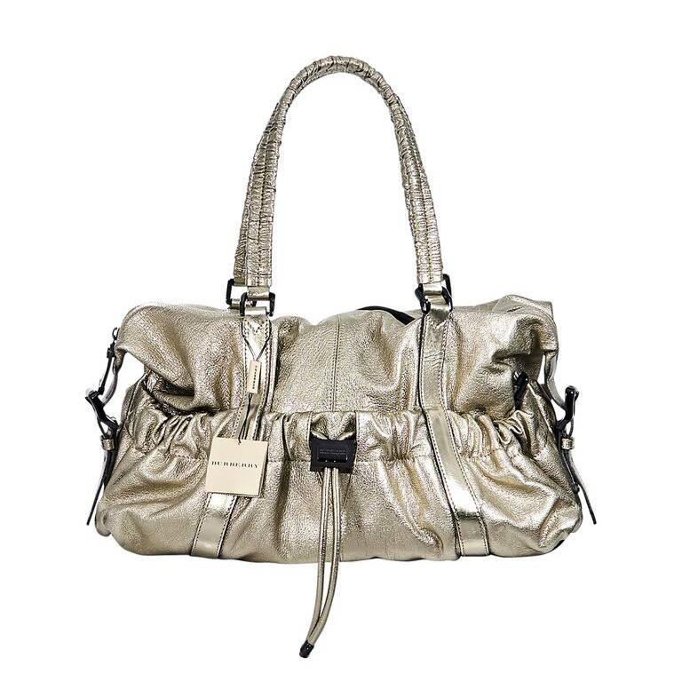 Burberry Metallic Gold Leather Medium Buckle Tote at 1stDibs