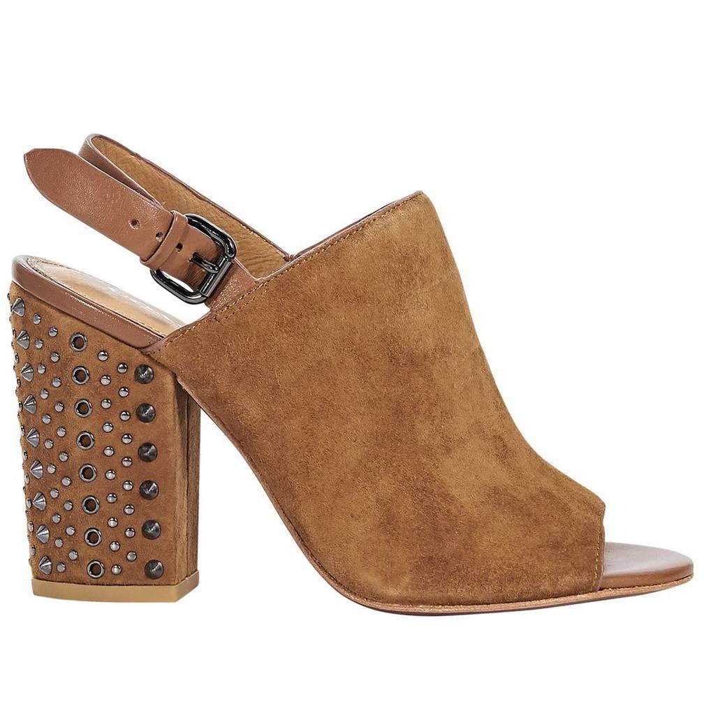 Coach Tan Suede Studded Slingback Mules